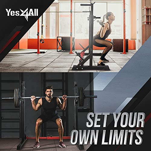 Yes4All Squat Rack for Home Gym, Adjustable Barbell Stand Rack, Multi-Function Weight Lifting, Dip Bar Station, Bench Press Rack Stand, Weight Plate Storage - Capacity Up to 600LBS - color: Squat Rack - 500 lbs