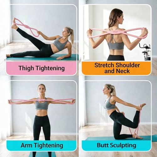 2PCS Figure 8 Resistance Bands with Handles – 15 lbs & 25 lbs Workout Bands for Women Men, Non-Slip Grip for Arms Yoga Pilates Physical Therap