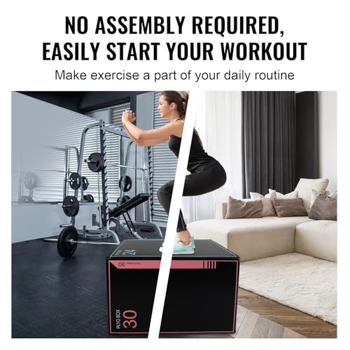 3-in-1 Dense Foam Plyometric Jump Box,30"x24"x20"-24"x20"x16"-20"x18"x16"Non-Slip Box Jumps for Home Gym,Exercise Foam Plyo Box for Fitness Training-Step-Ups,Split Squats,Dips,Box Jump Cube