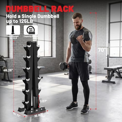 Papababe Dumbbell Stand, A-Frame Weight Storage Rack for Dumbbells, Barbell Holder, Heavy Duty Dumbbells Storage with T Bar Row Attachment for Home Gym (Dumbbell Rack Stand Only)