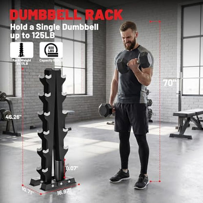 Papababe Dumbbell Stand, A-Frame Weight Storage Rack for Dumbbells, Barbell Holder, Heavy Duty Dumbbells Storage with T Bar Row Attachment for Home Gym (Dumbbell Rack Stand Only)