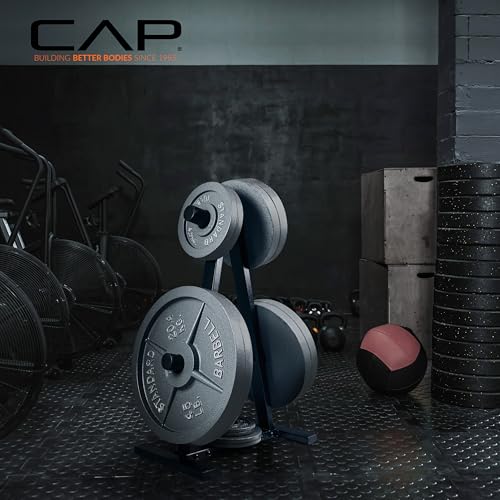 CAP 2-Inch Olympic Plate Tree Rack for Home Gym, Heavy-Duty A-Frame Weight Plate Storage Rack, Space-Saving Plate Organizer Stand, 5-Post & 7-Post, 300lb & 500lb Weight Capacity - style: 5 Posts