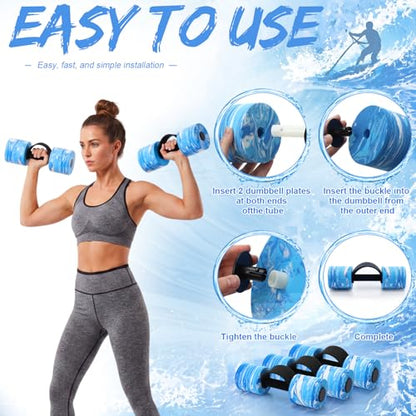 Lewtemi 6 Pcs Water Weights Pool Exercise Set, Aqua Exercise Dumbbells with Handle Strips, High-density Eva-foam Dumbbells for Water Aerobics, Pool Fitness - size: 12 x 3.2 x 3.7 in