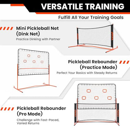 Fraxa Pickleball Rebounder Training Equipment - Pickleball Net for Solo Practice Drives Dinks Volley Accuracy - Portable for Outdoor Driveway Backyard Indoor Garage