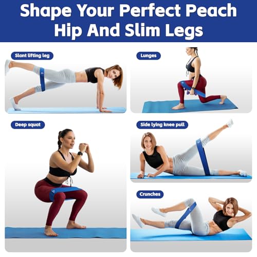 Resistance Bands for Working Out - Exercise Bands Set with Workout Guide - Fabric Elastic Bands for Physical Therapy - Fitness Bands Ideal for Legs Hip Glute