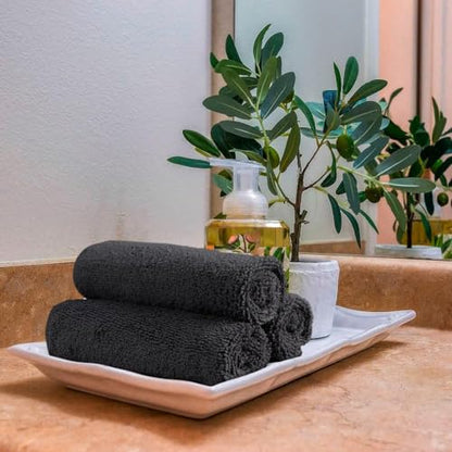Orighty Microfiber Washcloths Bulk Towels Set 100 Pack, Highly Absorbent and Soft Feel Face Cloths, Multi-Purpose Wash Cloths & Hand Towels for Bathroom, Hotel, Spa, and Gym, 12x12 Inch, Black - color: Black