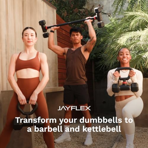 Jayflex Hyperbell Dumbbell Converter - Convert Dumbbells to Barbell Set and Kettlebell for Home Fitness - Adjustable & Up to 200 lb Capacity Weight Barbell for Weight Lifting - color: Bar+Kettlebell