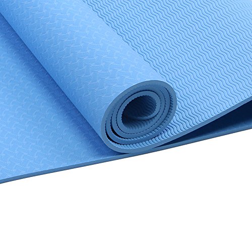 Attraction Design Yoga Mat Non Slip Exercise Mat Extra Thick Workout Mat for Yoga, Eco Friendly Exercise Yoga Mat High Density Fitness Pilates Mat with Carrying Strap, 72"x 24"x 6mm - color: Light Blue