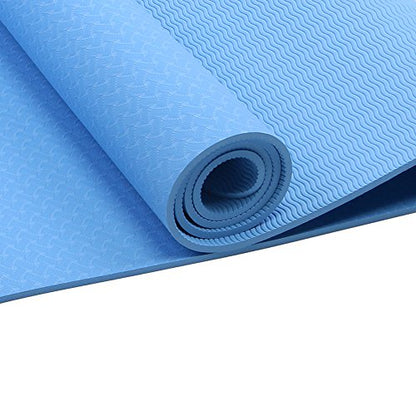 Attraction Design Yoga Mat Non Slip Exercise Mat Extra Thick Workout Mat for Yoga, Eco Friendly Exercise Yoga Mat High Density Fitness Pilates Mat with Carrying Strap, 72"x 24"x 6mm - color: Light Blue