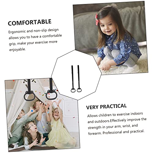 Mikikit Fitness Gym Rings Set for Children Indoor Exercise Pull-Up Rings Adjustable Straps Stretching and Training Equipment for Home Use