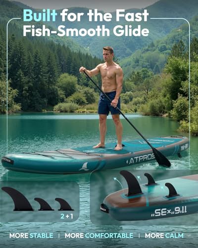 11'6"x35" Inflatable Paddle Board, 450lbs Extra Wide Stand Up Paddleboard for Adults with Premium SUP Accessories Kit & Backpack, Blow Up Kayak Non-Slip Stable Deck Boat for Yoga Fishing Surf - style: Dark Forest Wood Grain/kayak seat