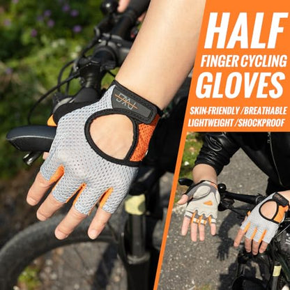 Cycling Gloves Elastic Half Finger Bicycle Gloves Anti-Slip Shock Absorbing Padded MTB/Road Biking Gloves for Men/Women