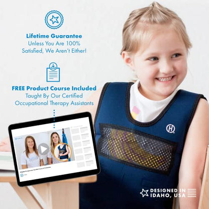 Weighted Vest for Kids - Neoprene Compression Vest - Ages 5 to 9 - Adjustable Kids Weighted Vest with 2lb Weight - Breathable and Washable Compression Vest - Medium