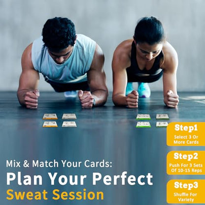 Bodyweight & Resistance Belt Workout Cards, 100 Different Exercise Cards with Detailed Illustrations, Large Size 5" x 3.5" Fitness Cards for Women & Men
