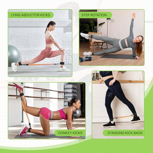 Magshion Ankle Resistance Bands Set of 4, Home Gym Workout Equipment Sets with Cuffs for Women, Lifting Glute Butt Exercise Equipment with 4 Adjustable Levels