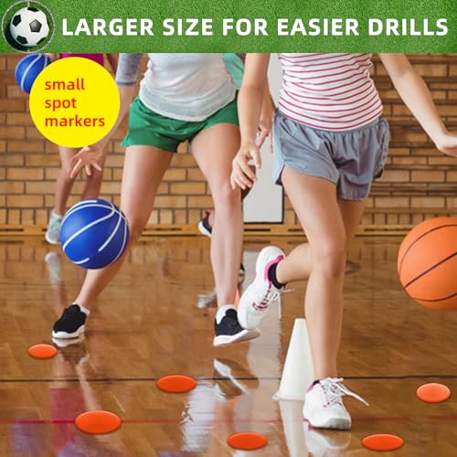 Poly Spot Markers 4inch/9 inch Non-Slip Rubber Agility Markers Flat Field Cones Floor Dots for Football, Soccer, Basketball Training Markers, School Activities, Exercise Drills, Social Distancing - style: 4 inch 36Pcs(Red-orange)