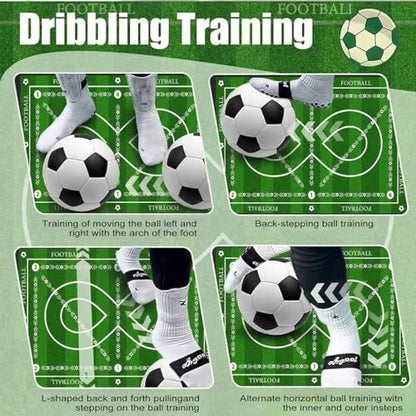 Different Sizes Soccer Training Mat with 8 Design, Non Slip Agility and Dribbling Mat for Ball Control Drills, Portable Indoor Outdoor Use
