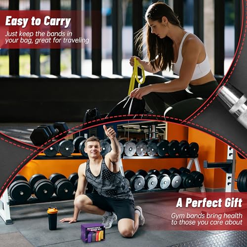 Resistance Bands for Working Out, 4-Level Pull Up Assistance Bands, Exercise Bands for Women & Men, Stretch Workout Bands for Full-Body Training, Fitness, Physical Therapy, Pull Up Bands at Home, Gym