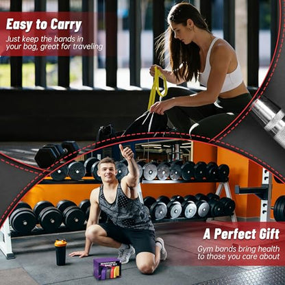 Resistance Bands for Working Out, 4-Level Pull Up Assistance Bands, Exercise Bands for Women & Men, Stretch Workout Bands for Full-Body Training, Fitness, Physical Therapy, Pull Up Bands at Home, Gym