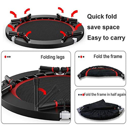 Trampoline 48in Foldable Mini Trampoline, Stable and Quiet Sports Bounce Bed, Very Suitable for Adult and Children Body Fitness Training Exercise, Safe Load 300kg