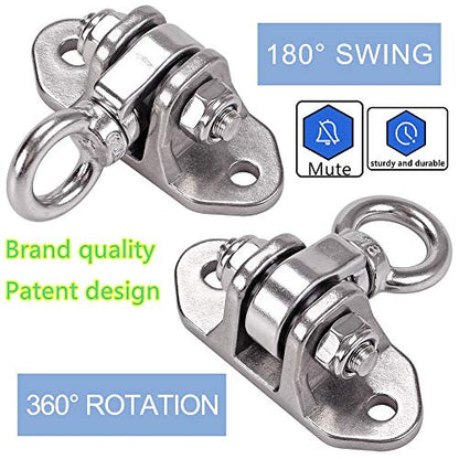 Stainless Steel 304 Heavy Duty Hanger 180°360° Swing 1200 LB Mounting Auger Installation Guide Playground Porch Swing Sandbag Yoga Hammock Stand Wooden Indoor-Outdoor