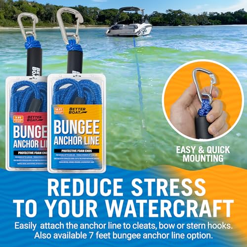 Bungee Anchor Rope, Elastic Snubber Anchor Line, 14 ft to 25 ft Stretch, Blue, for Boats and Anchors - size: 14FT - 25FT, style: Blue