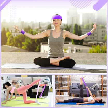 17 Pcs Home Pilates Kit with Resistance Bands 6 Tube Pedal Puller Resistance Band Set for Women Weight Loss Leg Training Workout Equipment Gym Exercise Equipment Beginners Yoga (Purple)