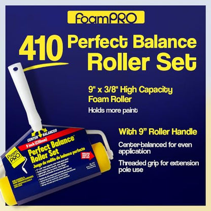 FoamPRO 410 Perfect Balance Roller Set (Frame & 9" x 3/8" Roller), 9"