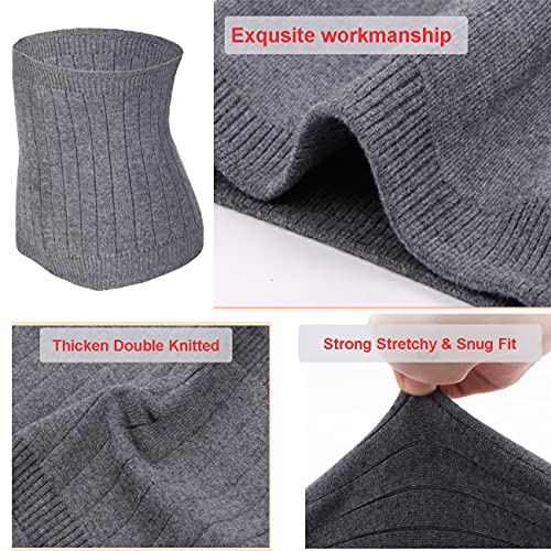 Thermal Cashmere Knit Lumbar Warmer Lower Back Support Belt Brace Stomach Kidney Warmer Abdominal Binder Belly Wrap - color: Grey, size: M suggest 50-60KG
