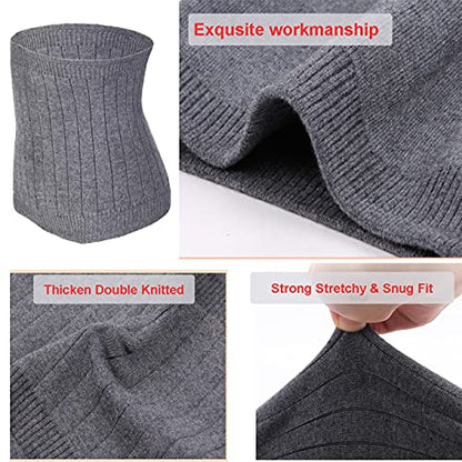 Thermal Cashmere Knit Lumbar Warmer Lower Back Support Belt Brace Stomach Kidney Warmer Abdominal Binder Belly Wrap - color: Grey, size: M suggest 50-60KG