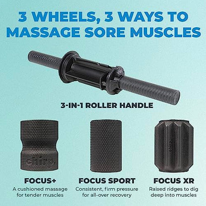 Chirp 3-in-1 Muscle Roller - Customizable Recovery Massager for Targeted Deep Tissue Massage, Pressure Point Relief for Back and Legs, Durable Foam Roller Supports up to 500 lbs, 4 x 4 x 24 inches - style: 3-in-1 Muscle Roller