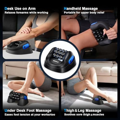 Electric Rolling Massager with Dock – Hands-Free Desk or Handheld Muscle Roller for Legs, Calves, Neck & Back, Deep Tissue Relief, Rechargeable 3 Speeds