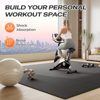 SUPERJARE Gym Floor Mats, EVA Foam Puzzle Exercise Mats, Interlocking Floor Mats, Cushioned Foam Floor Tiles, Gym Flooring Workout Mat for Home Gym, Playroom, Garage, 12.6"x12.6"x0.4"