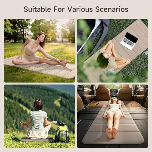 12-Fold POE Yoga Mat 75x26x0.4 Inches – Non-Slip, Compact & Workout-Friendly for Yoga, Pilates, Strength Training & Meditation - color: Milk coffee+Black