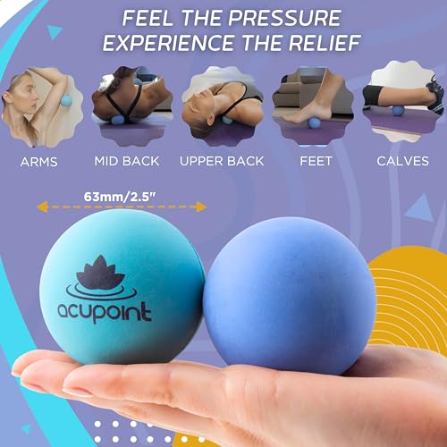 Massage Therapy Ball Set of 2 - Myofascial Release, Trigger Point & Deep Tissue - Lacrosse Ball for Back, Neck, Foot and Plantar Fasciitis Relief - style: Blue