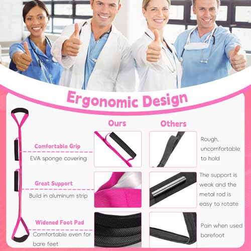 36 Inch Leg Lifter, Rigid Leg Lifter Strap with Handgrips & Foot Loop, Leg Lifter After Hip Replacement &Knee Surgery Recovery Aids Kit, Leg Lifters Getting Legs in and Out of Bed,Car,Wheelchair - color: Rose, size: 36 Inch