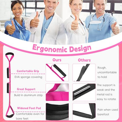 36 Inch Leg Lifter, Rigid Leg Lifter Strap with Handgrips & Foot Loop, Leg Lifter After Hip Replacement &Knee Surgery Recovery Aids Kit, Leg Lifters Getting Legs in and Out of Bed,Car,Wheelchair - color: Rose, size: 36 Inch