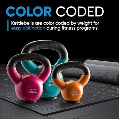 Kettlebell Sets Professional Grade - Strength Training Kettlebells for Home Workout - Cast Iron Kettle Bell Weight Sets for Men & Women with Special Protective Bottom