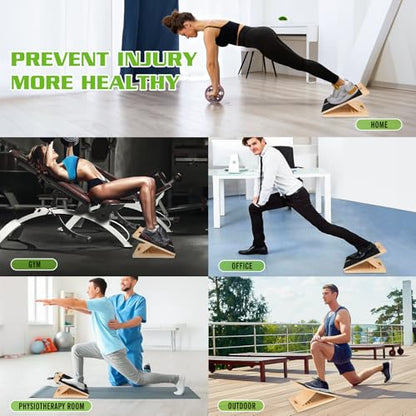 Adjustable Slant Board for Calf Stretching - Portable Wooden Incline Board for Physical Therapy, Squats & Pilates - Calf Stretcher for Ankle, Heel & Leg Support