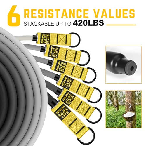 KUZARO Heavy Resistance Bands for Working Out, 300lbs/360lbs Heavy Exercise Bands with Handles, Resistance Bands for Men, Weight Bands Set for Muscle Training, Strength, Yoga, Home Workout Equipment - style: 420LBS