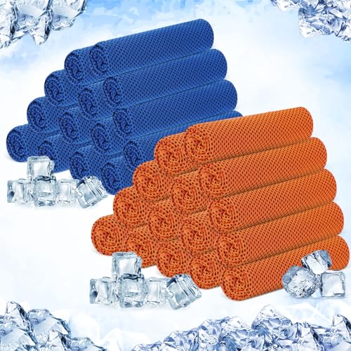 Hosuly 30 Pack Cooling Towels 40"x12" - color: Dark Blue, Orange