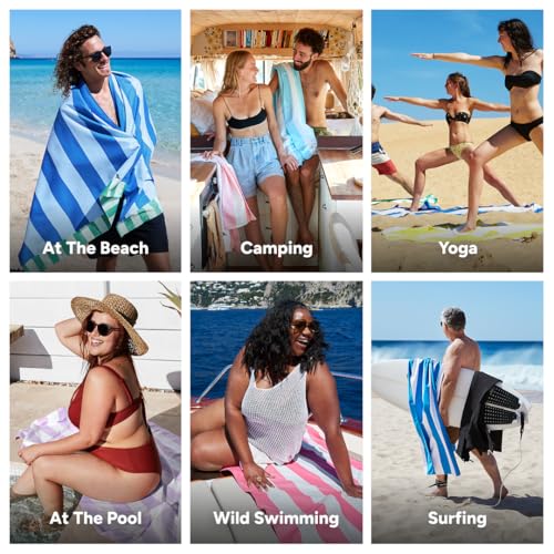 Dock & Bay Beach Towel - Quick Dry, Sand Free - Compact, Lightweight - 100% Recycled - Includes Bag - Blue Sky - Large (160x90cm, 63x35) - color: Blue Sky, size: Large (160x90cm, 63x35")