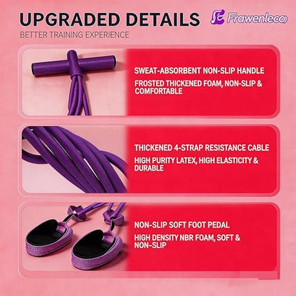 Fitness Resistance Bands with 4 Tube Pedal Ankle Puller, Elastic Yoga Pedal Stretch Band for Exercise, - color: Purple
