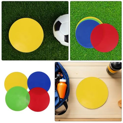 SUPVOX 8pcs Non-Slip Circle Spot Markers Flat Agility Dots Floor Markers for Soccer Basketball Baseball Training Red Yellow Blue Green Sports Speed Agility