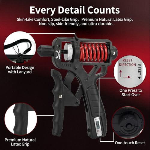 Adjustable 11-350 Lbs, Grip Strength Trainer, Forearm Hand Exerciser for Strength with Digital Counter, Hand Gripper Strengthener for Athletes Muscle Building Hand Treatment Strength Recovery.
