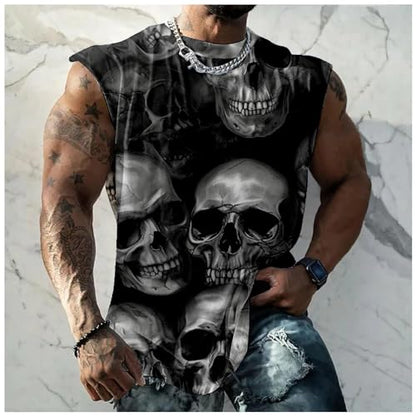 domirica Graphic Tank Tops Men Skull Printed Sleeveless Summer Oversized Loose Gym Workout Breathable Sportswear
