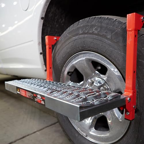 Ironton Truck Tire Service Step, 300 Lb Capacity, Fits Tires up to 13 in. Deep, Non-Slip Steel Platform, Folds Flat for Storage, Fully Assembled, for Trucks, SUVs and Semi Trucks
