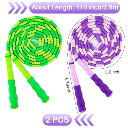 Jump Rope for Kids, Adjustable Jump Ropes for 4 5 6 7 8 10 12, Tangle Free - color: Green and Purple