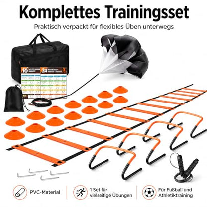 Multicolor Agility Ladder Set, Speed Agility Kit for Football Training, 12 Piece Speed Training Equipment for Kids, Full Training Set