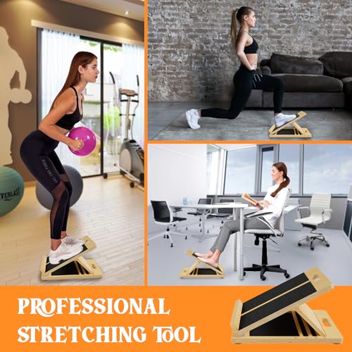 MUCITAGF Professional Wooden Portable Slant Board, Calf Stretch Board